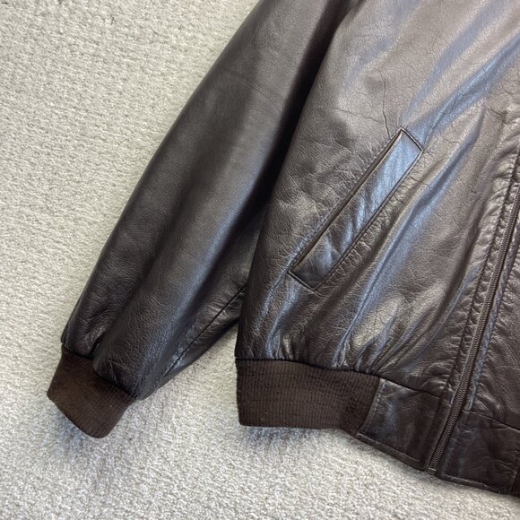 Emily Leather Military Flight Leather Bomber Jacket Men M Dark Brown Canada Made - Picture 3 of 12